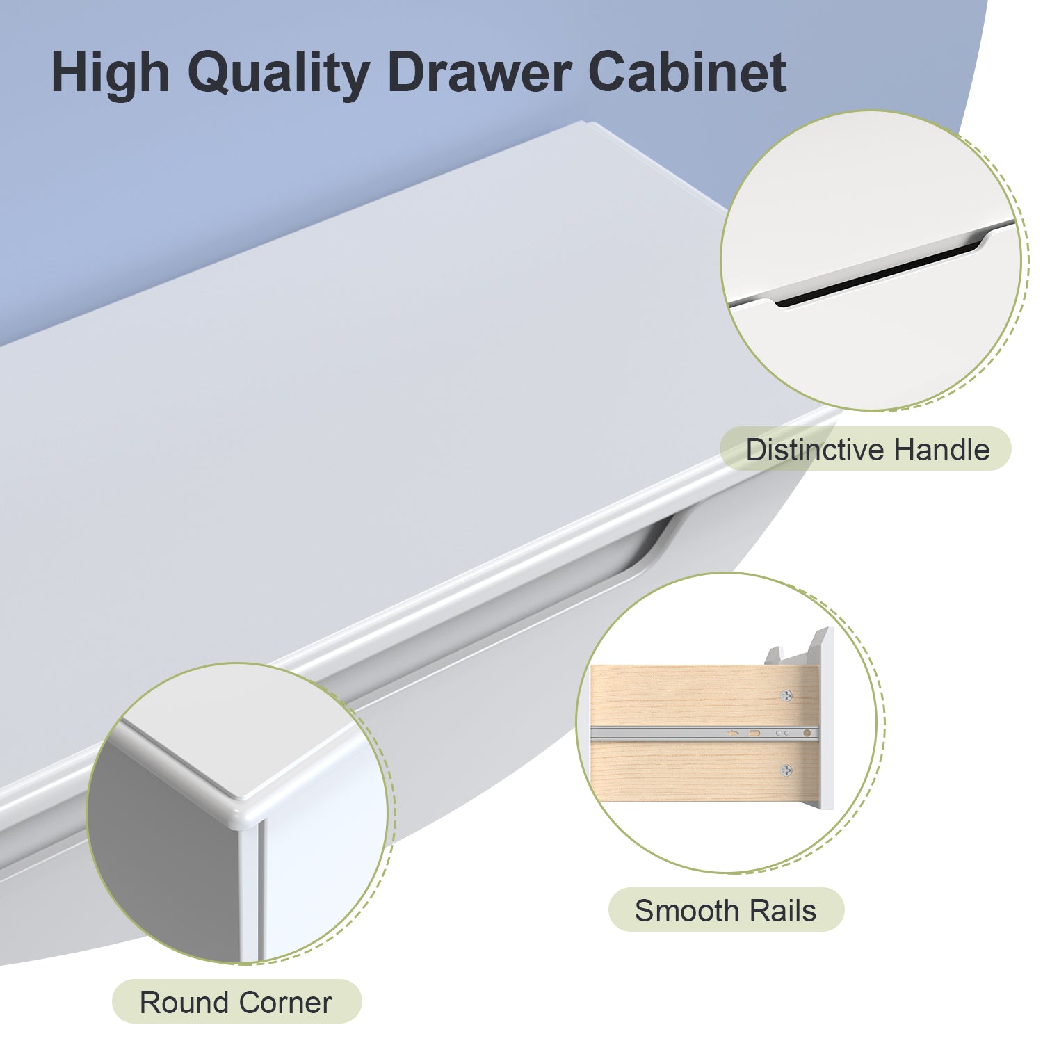 Gizoon AP21 3 Drawer Dresser, White Chest of Drawers with Large Storage Capacity