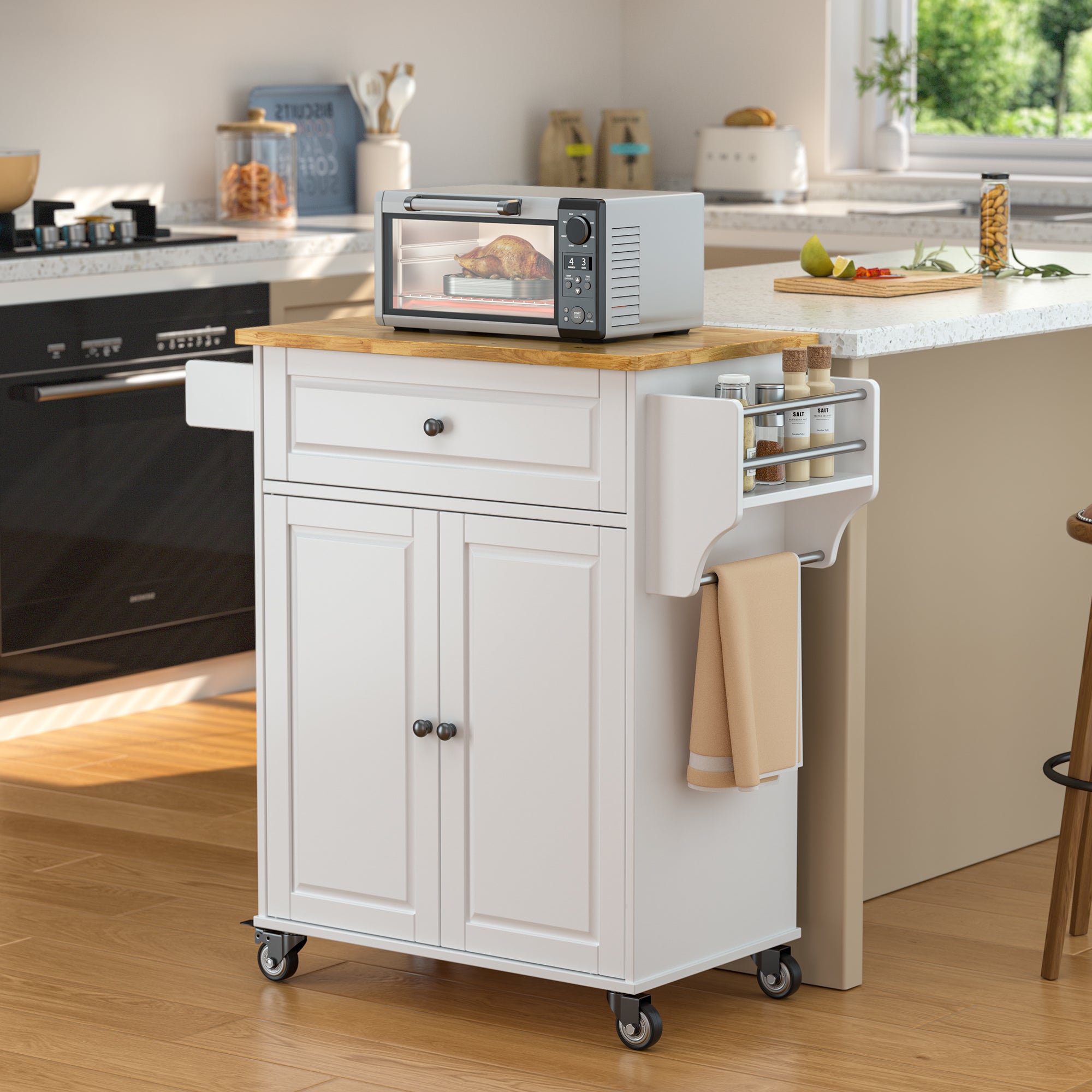 Gizoon AK61 Kitchen Storage Cart Rolling Cabinet on Mental Wheels with Drawer