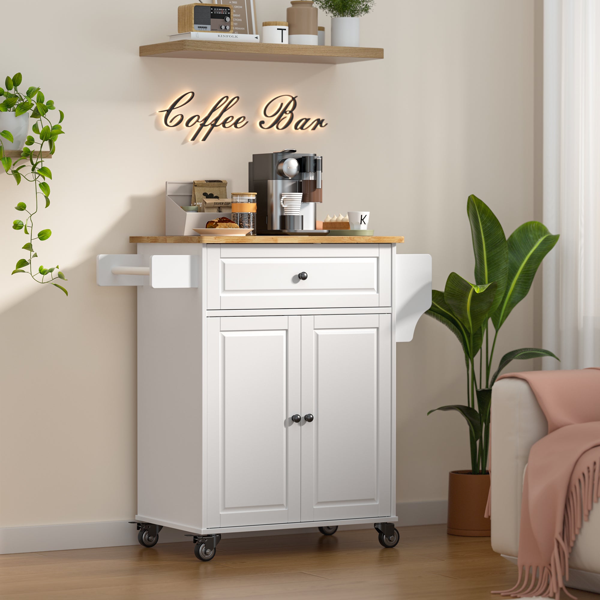 Gizoon AK61 Kitchen Storage Cart Rolling Cabinet on Mental Wheels with Drawer