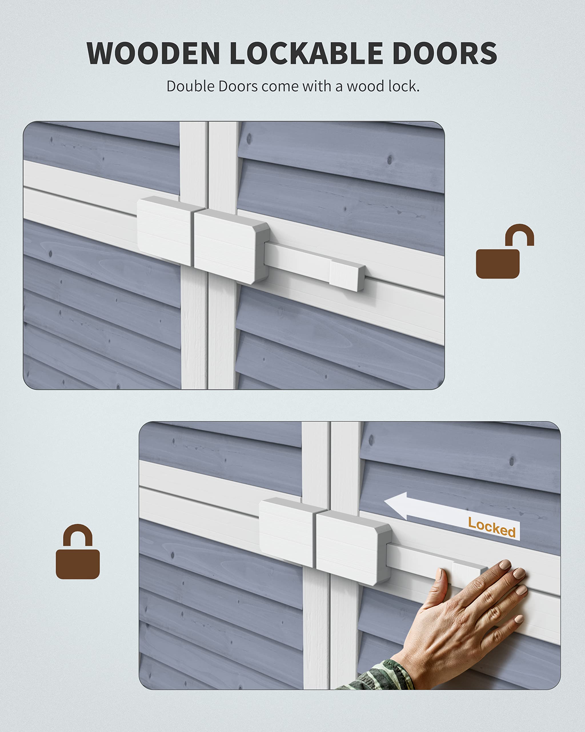 Gizoon CC30 Outdoor Wooden Storage Cabinet with 3 Shelves and Waterproof Roof