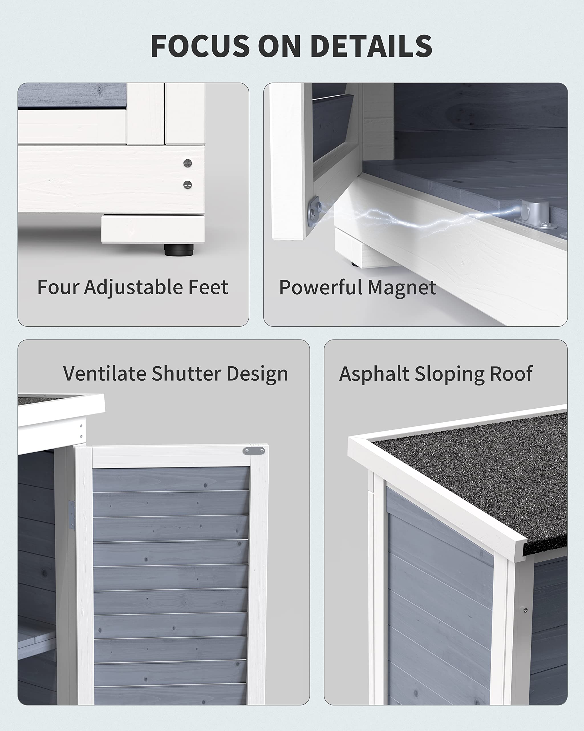 Gizoon CC30 Outdoor Wooden Storage Cabinet with 3 Shelves and Waterproof Roof