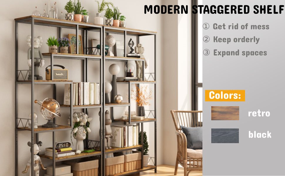 Gizoon FS13 71” Industrial Bookshelves for Storage with