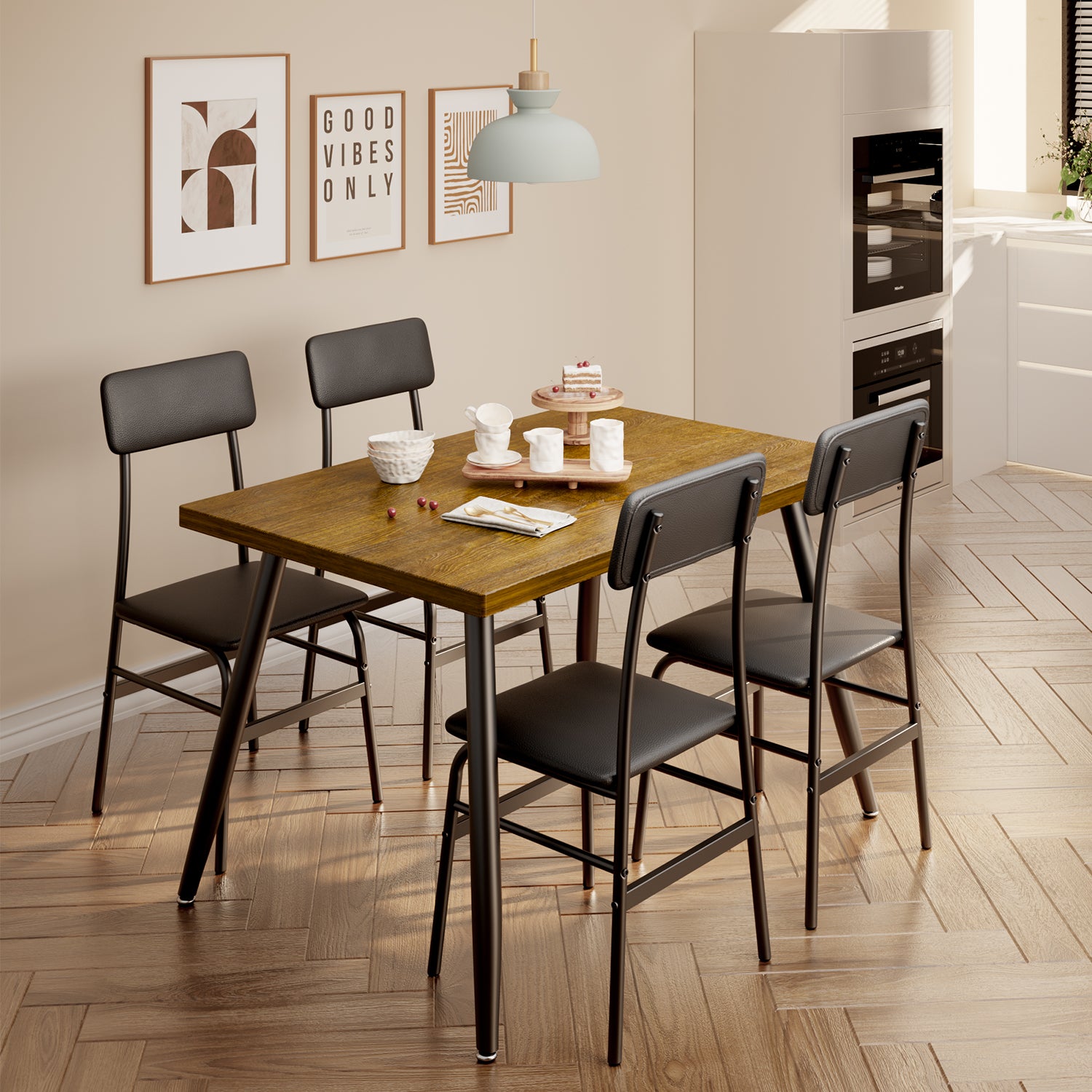 Gizoon TB81 Dining Table Set for 4 with 4 Chairs for Small Space