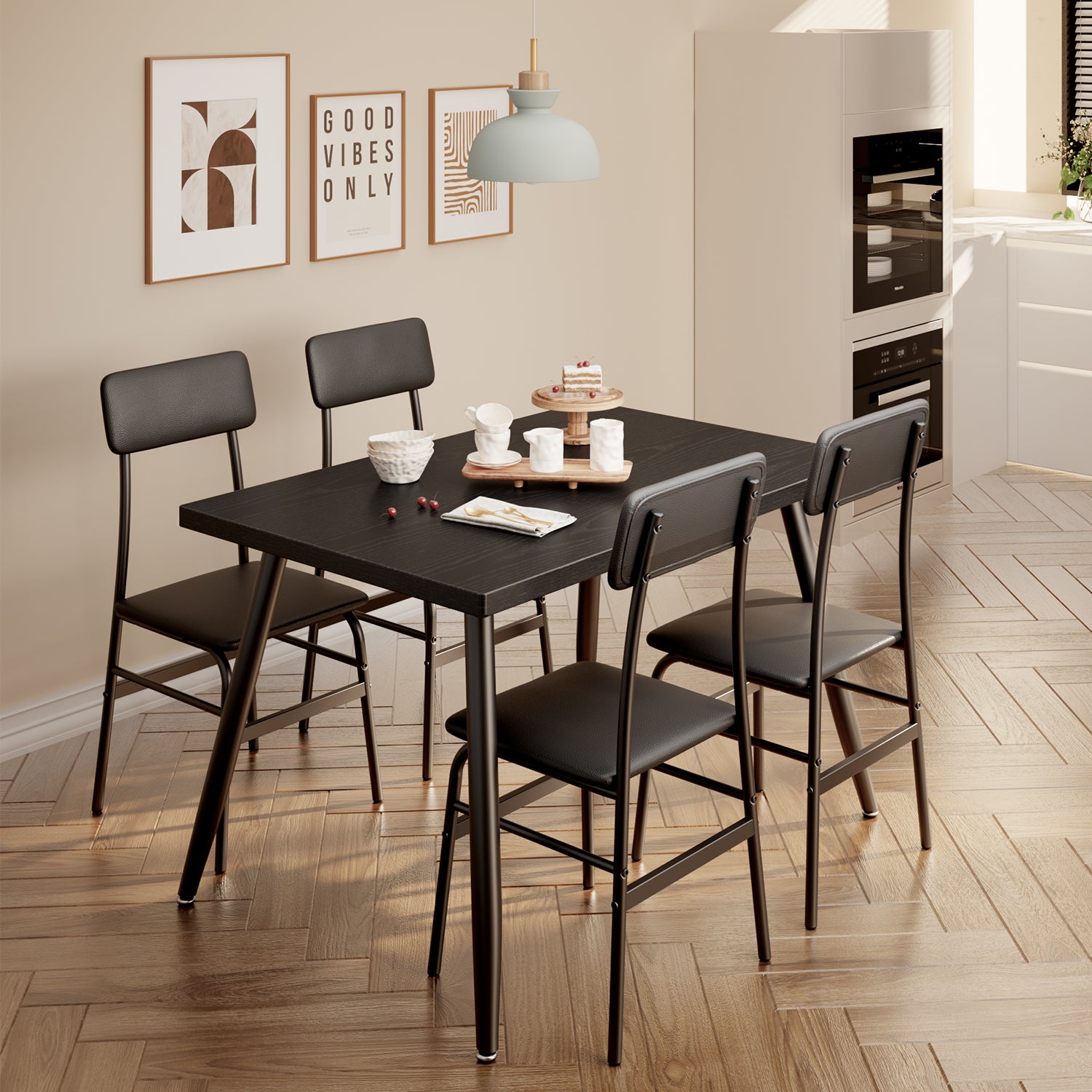 Gizoon TB81 Dining Table Set for 4 with 4 Chairs for Small Space