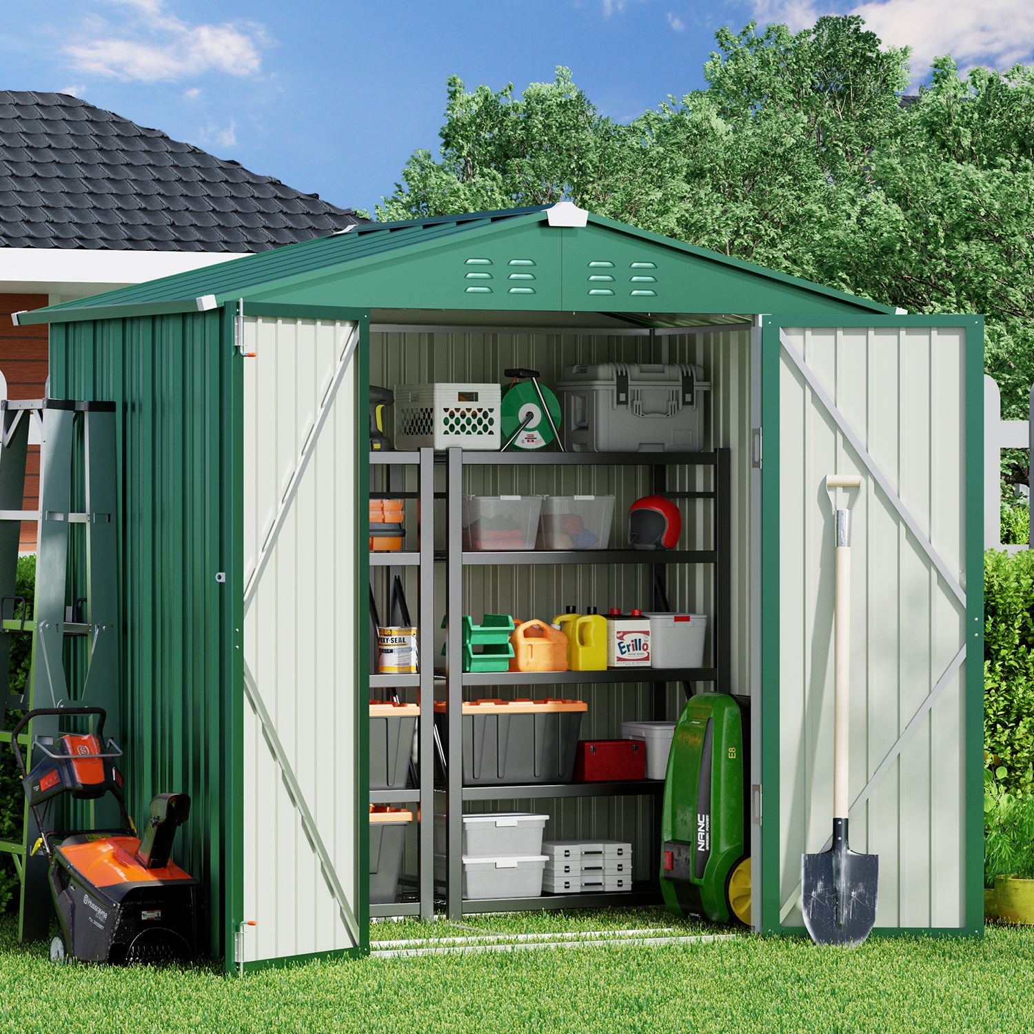 Gizoon CC30 Outdoor Storage Cabinet with 3 Shelves and Double Lockable Shed