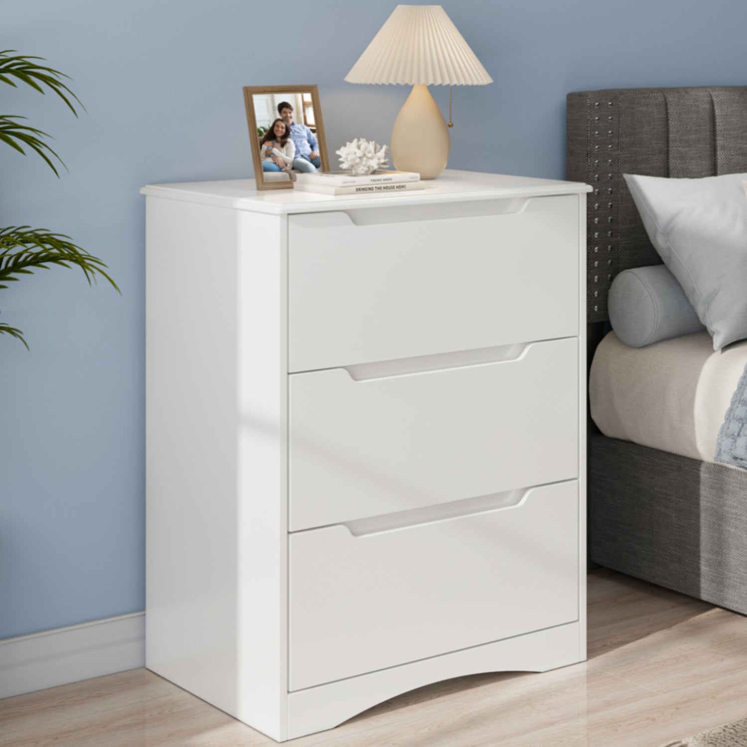 Gizoon AP21 3 Drawer Dresser, White Chest of Drawers with Large Storage Capacity