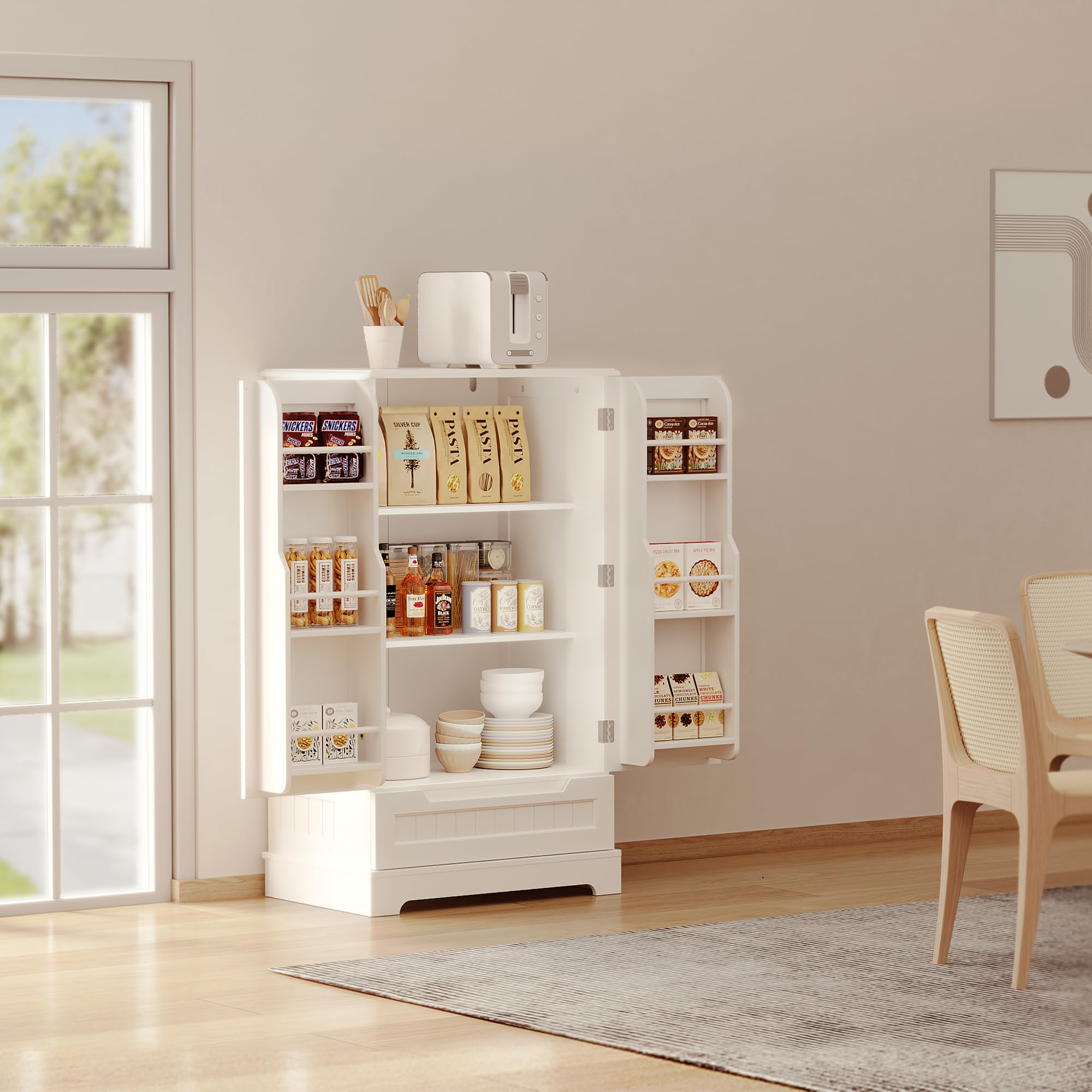 Adjustable store Kitchen and Pantry Shelves, Large, White--k^jp