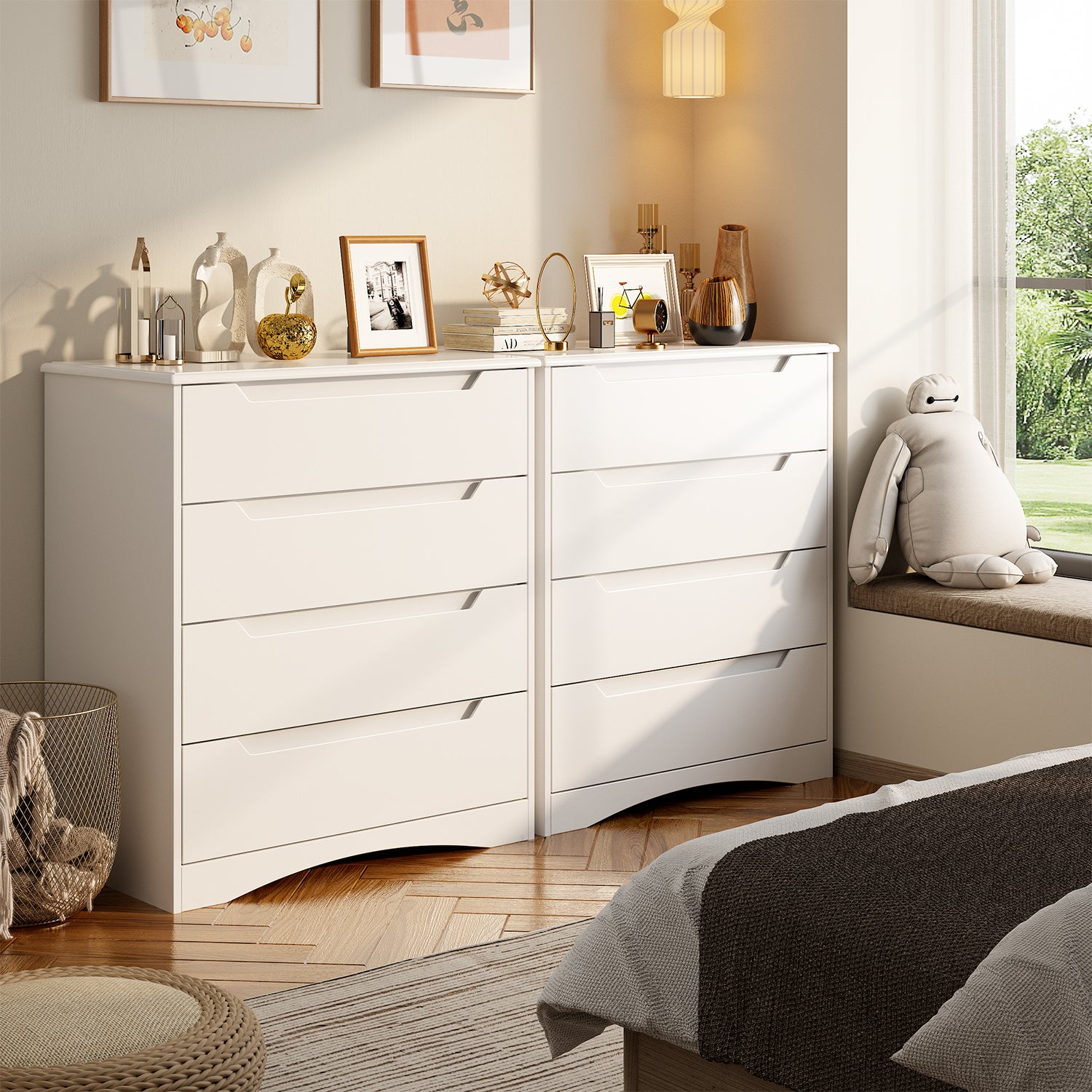 Gizoon AP22 4 Drawer Dresser with Storage, Wood Chest of Drawers with Modern Dresser