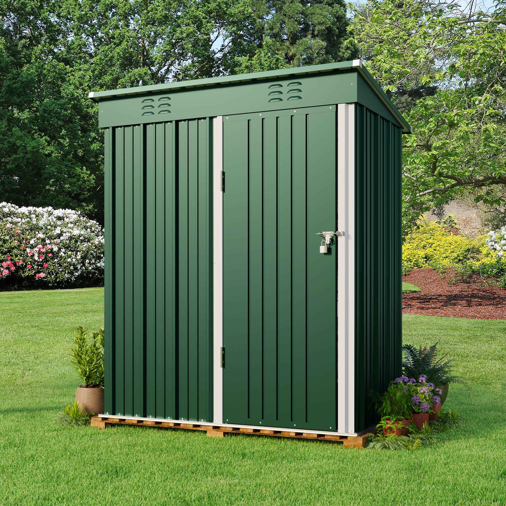 Gizoon CC20 Outdoor Metal Storage Shed with Lockable Doors  and Air Vent