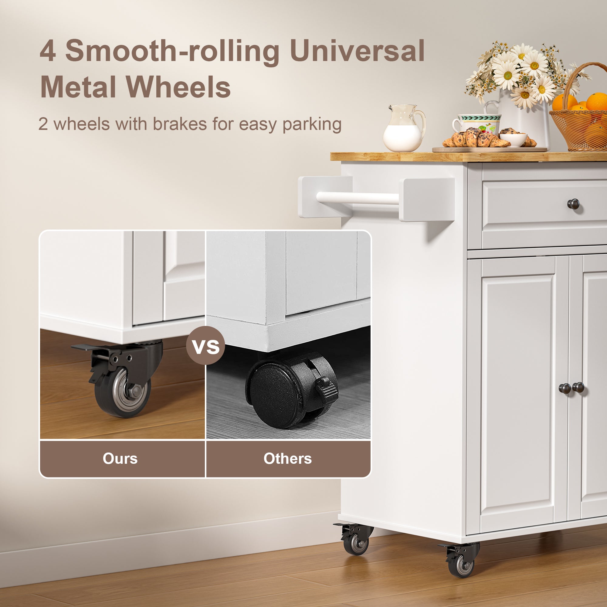 Gizoon AK61 Kitchen Storage Cart Rolling Cabinet on Mental Wheels with Drawer