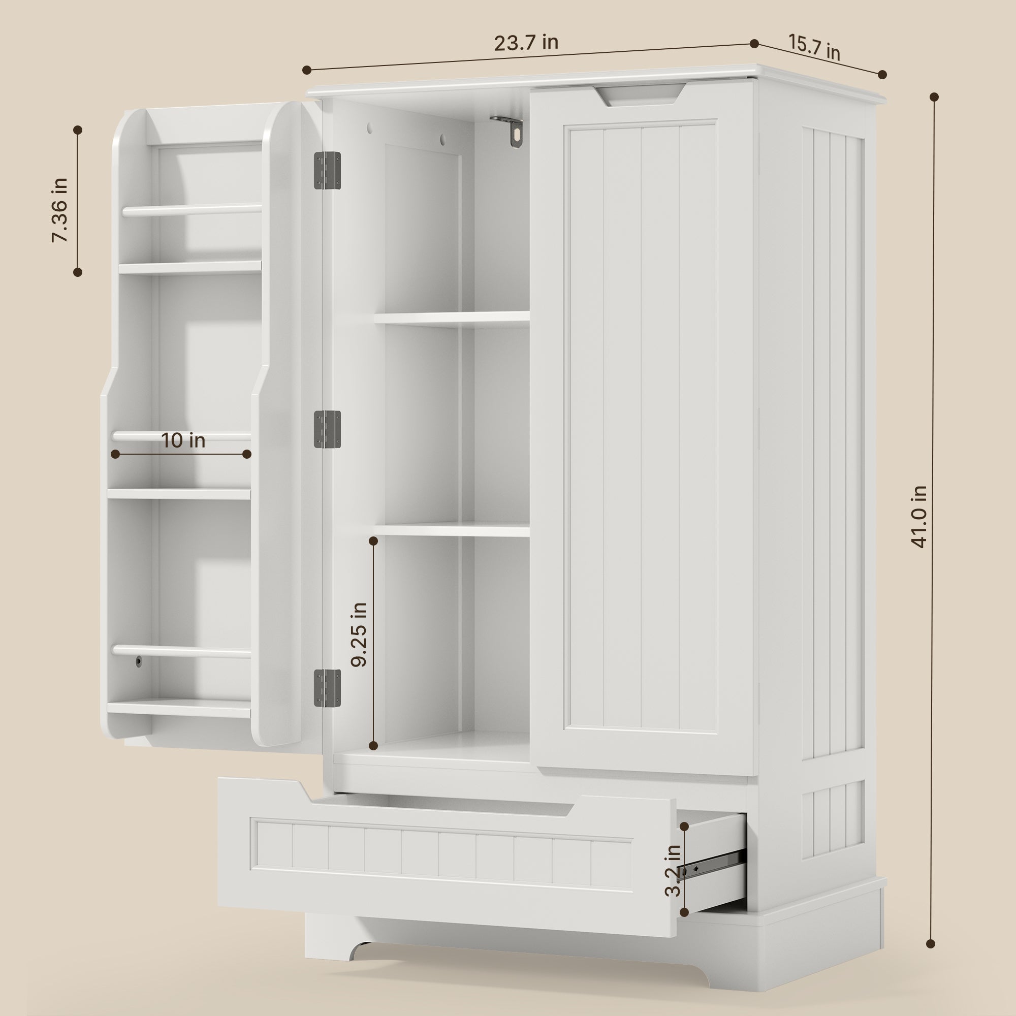 Gizoon AP29 41" Pantry Storage Cabinet with Doors and Shelves with Drawer