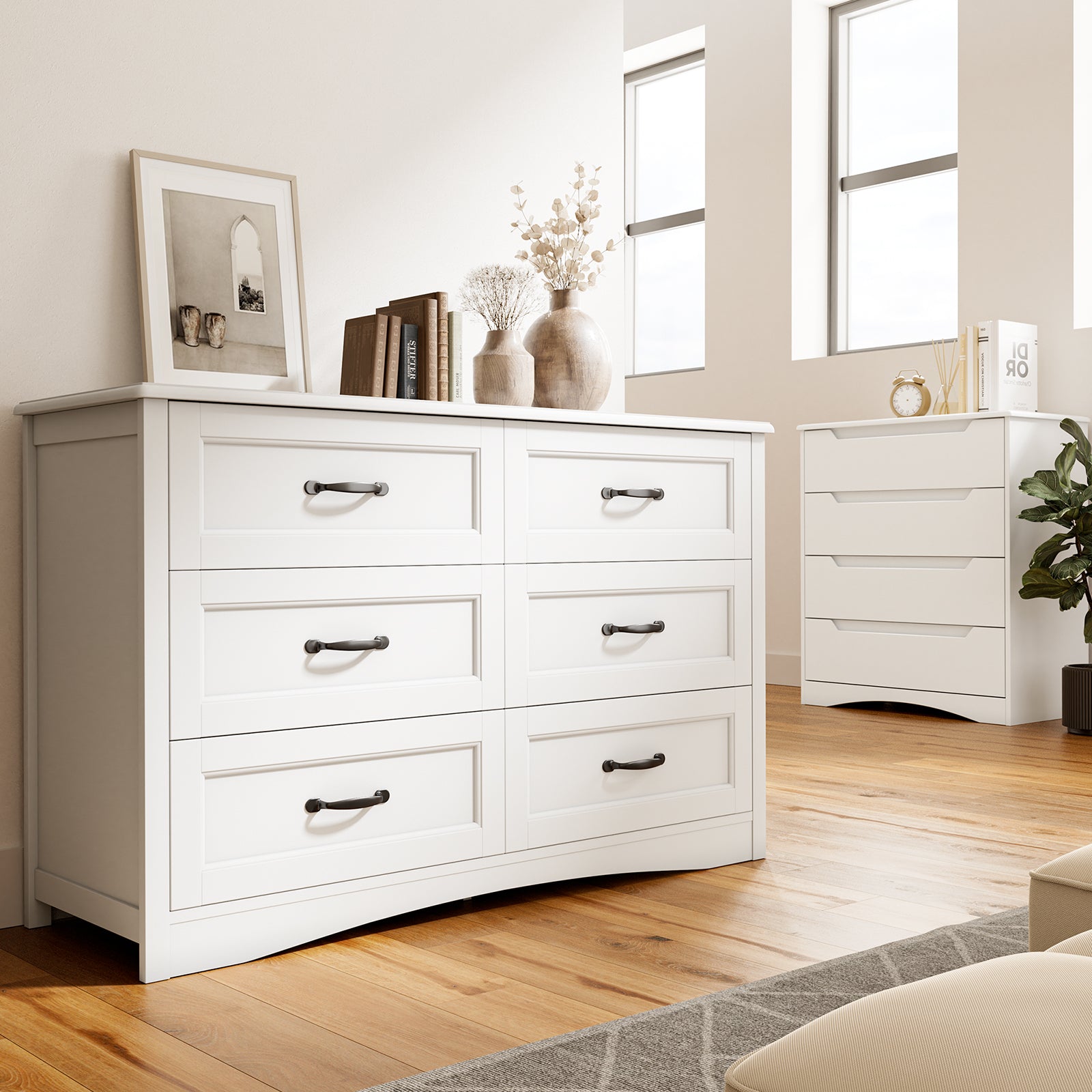 Gizoon AP40 6 Drawer Modern Wood Dresser with Mental Handle