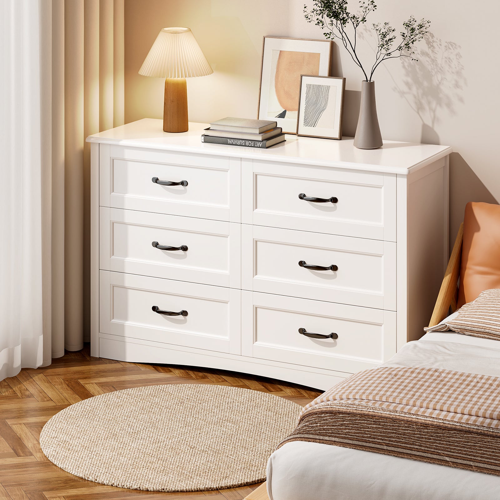 Gizoon AP40 6 Drawer Modern Wood Dresser with Mental Handle