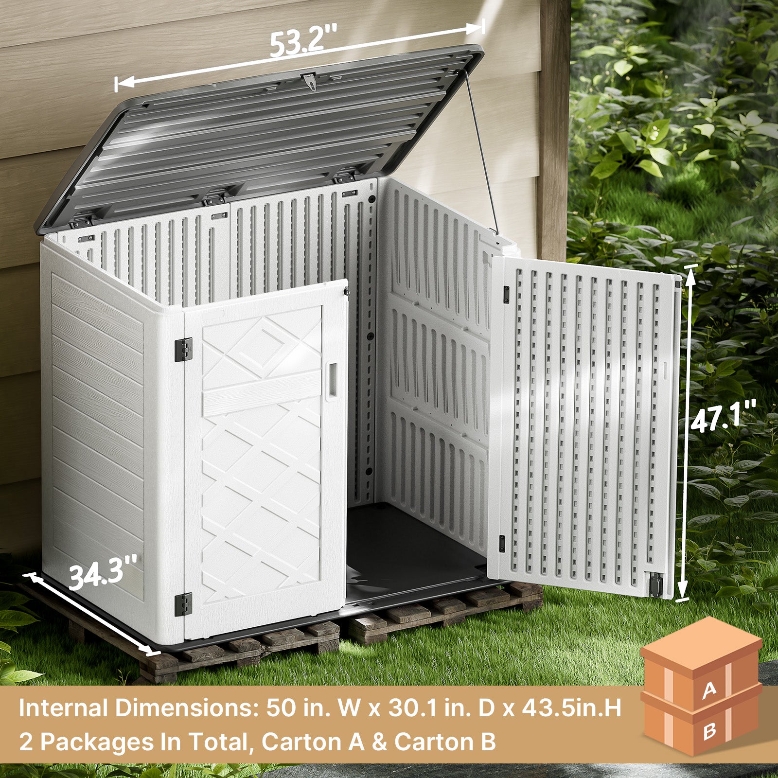Gizoon CC60 Outdoor Resin Storage Shed with Reinforced Floor and Double Lockable Doors