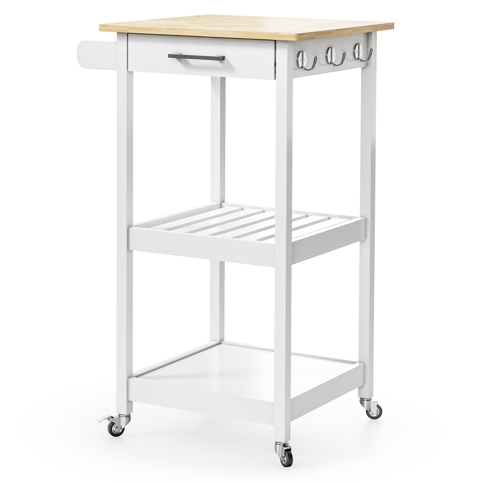 Gizoon KC30 Rolling Small Kitchen Island Cart with Top Drawer and 2 Open Shelf