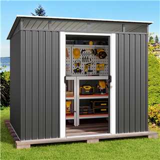 Gizoon CC15 Outdoor Storage Shed with Sliding Doors and Transparent Panel Windows