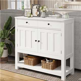 Gizoon AP34 33.5''H Console Table with 2 Cabinets and 2 Drawers & Open Storage Shelf